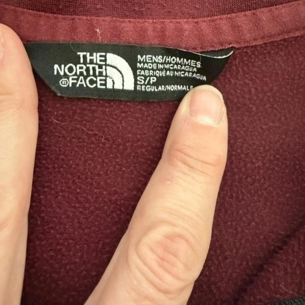 The North Face Mens Burgundy Full Zip Track Jacket Fleece Lined Size ‎ Small